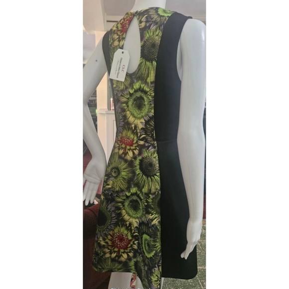 Xhilaration Dress, Black,  Sunflower Print,  Fit And Flare, L, GUC ✔️ - Picture 2 of 6